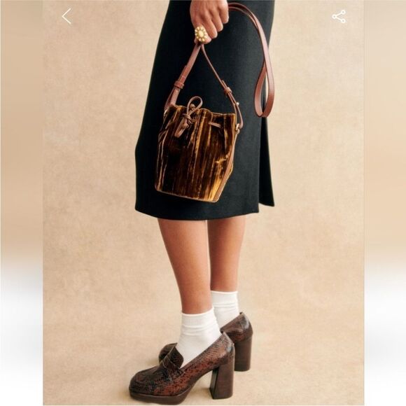 Sezane Micro Farrow Bucket Bag in Velvet - Picture 2 of 5